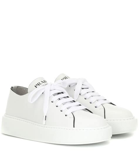 prada women's white leather sneakers|chunky prada sneakers.